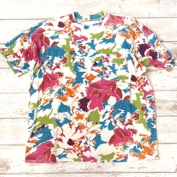 Unisex XL Short Sleeve Pocket Tee Shirt 80s Colorful Print Mens Womens X Large - Picture 1 of 2